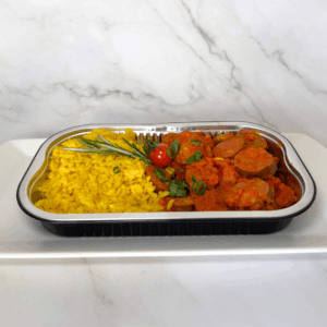 ROUGAIL SAUCISSES, RIZ ZEMBROCAL