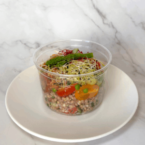 SALADE SARRASIN, CONCOMBRE, ASPERGES, PETITS POIS