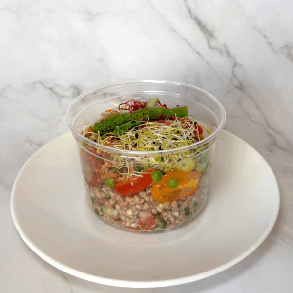 SALADE SARRASIN, CONCOMBRE, ASPERGES, PETITS POIS
