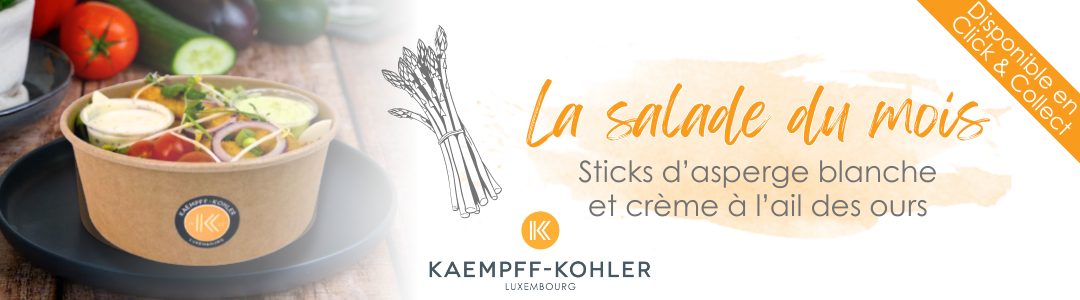 Notre salade du mois de mai : Sticks d’asperge blanche à la crème à l’ail des ours